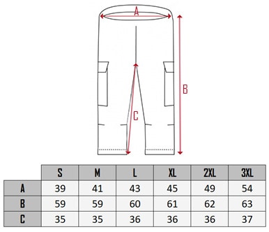 Phileas blend Shorts Size table